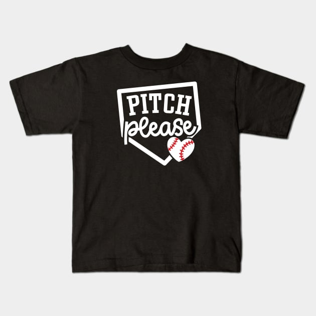 Pitch Please Baseball Player Mom Cute Funny Kids T-Shirt by GlimmerDesigns